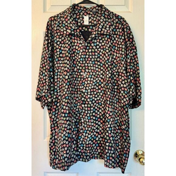 Vintage Burma Bibas 100% Silk Floral Men's Button Up Casual Shirt XXL - Picture 1 of 7